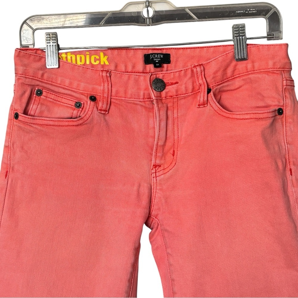 J. Crew Factory Toothpick Skinny Jeans Coral Pink Size 27 Ankle - Picture 4 of 8